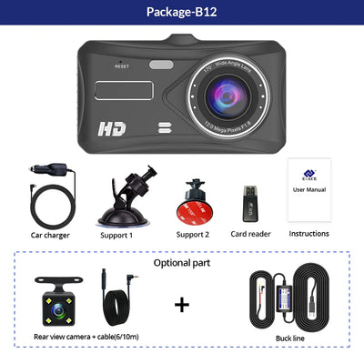 Dashcam E-ACE 1080P Avant et Arrière Écran Tactile 4 Pouces