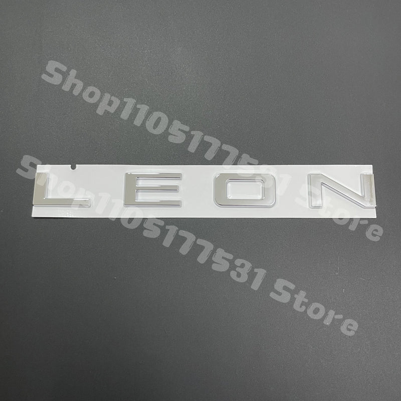 Emblème Lettres LEON Seat, ABS Chromé Argent ou Noir Brillant, Adhésif 3D pour Coffre Arrière