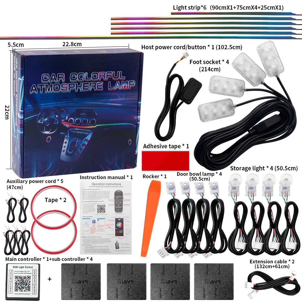 Kit Éclairage d'Ambiance LED Acrylique 18 en 1 Voiture
