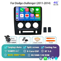 Autoradio Android 16 Dodge Challenger 2011-2014 Écran QLED CarPlay GPS Caméra DVR