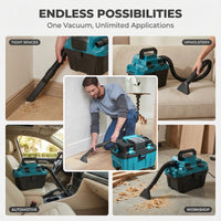 Aspirateur Podofo 200 W Sans Fil Eau et Poussière 8 L + 3 L pour Voiture, Maison et Animaux