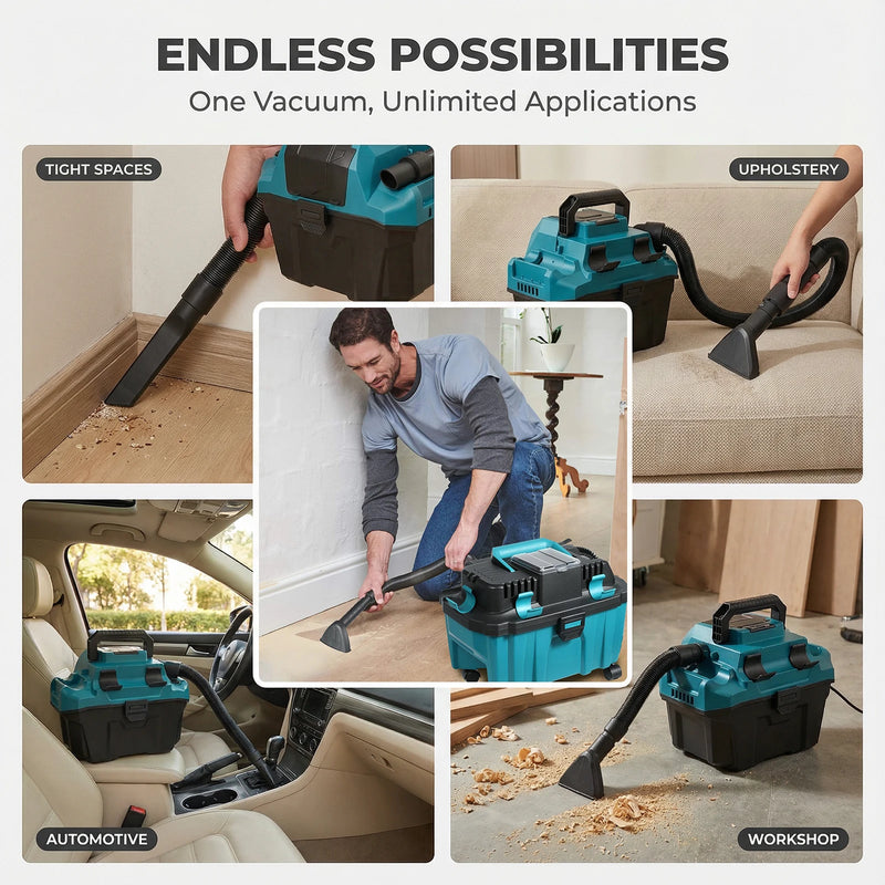 Aspirateur Podofo 200 W Sans Fil Eau et Poussière 8 L + 3 L pour Voiture, Maison et Animaux