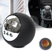 Pommeau de Levier de Vitesse Peugeot 307 308 3008 407 5008 807 et Citroën C3 C4 C8, 5 ou 6 Vitesses, Tête Chromée Cuir PU Noir