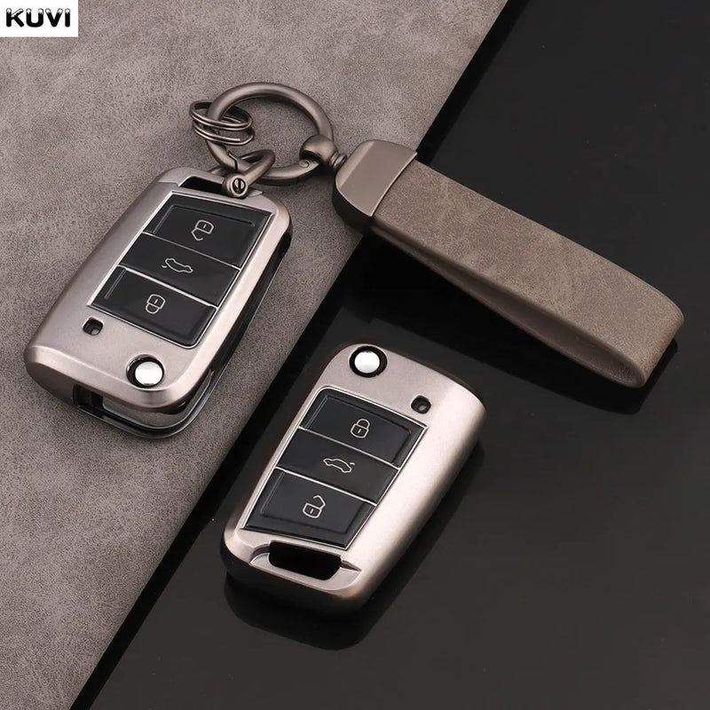 Étui de Protection Clé Volkswagen Polo Golf 7 Tiguan Skoda Octavia Kodiaq Karoq Seat Ateca Gris