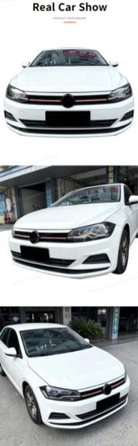Calandre Volkswagen Polo 6 AW 2018-2025 Nid d'Abeille Barre Rouge