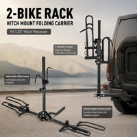 Porte-Vélos sur Attelage pour 2 Vélos Pliable et Inclinable Charge 36 kg avec Récepteur 1,25 Pouce pour Voiture, SUV et Camping-Car