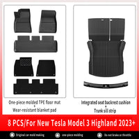 Tapis de Sol Tesla Model 3 Highland 2024-2026 TPE Ensemble 3 à 12 Pièces Simple ou Double Couche