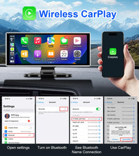 Dashcam 4K Écran CarPlay Sans Fil 11,26 ou 10,26 Pouces Double Caméra