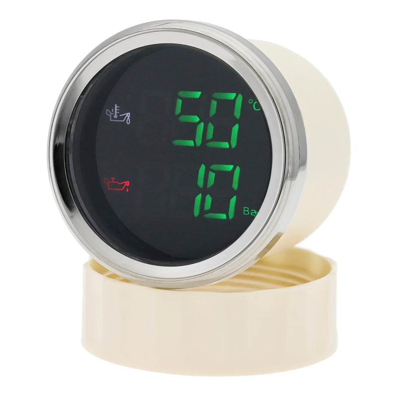 Jauge 52 mm Température et Pression d'Huile LED 2 en 1