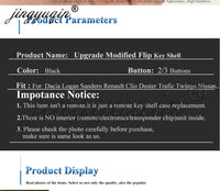 Coque de Clé Renault Pliable Modifiée 2 ou 3 Touches Clio Mégane Duster Kangoo Twingo Sandero Logan Vivaro