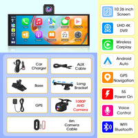 Dashcam 4K CarPlay Écran Rotatif 10,26 Pouces