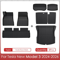 Tapis de Sol et de Malle Tesla Model 3 Highland 2024-2026 TPE Étanches Antidérapants
