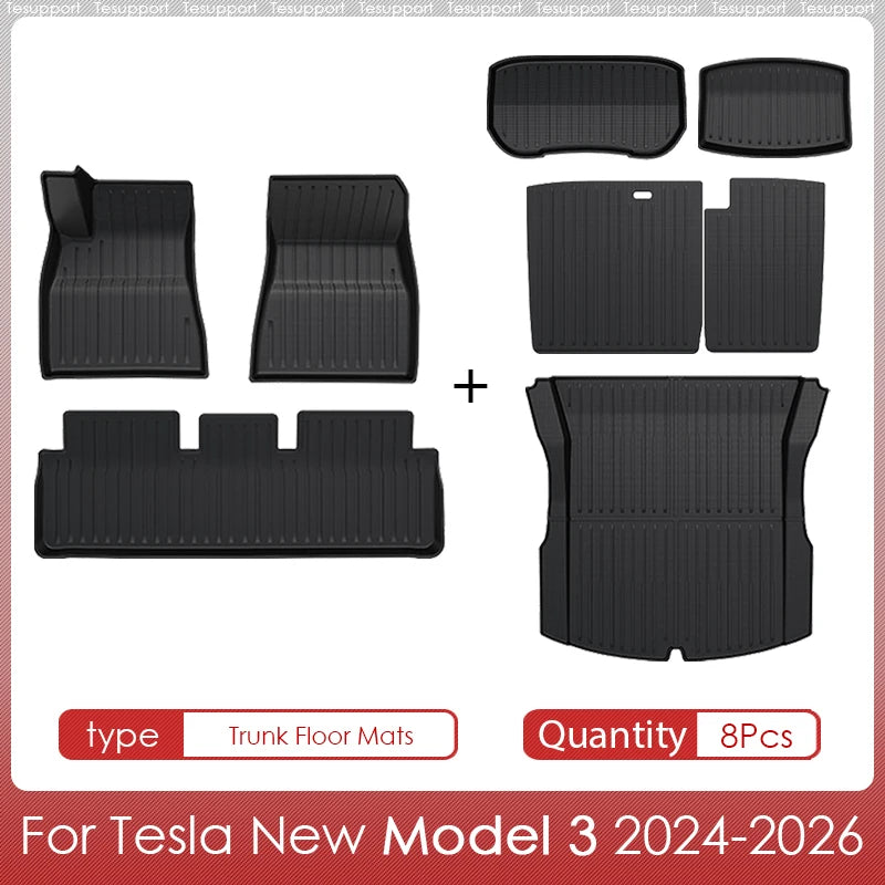 Tapis de Sol et de Malle Tesla Model 3 Highland 2024-2026 TPE Étanches Antidérapants