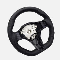 Volant Sport Méplat Chauffant Tesla Model 3 et Model Y 2017-2023 Cuir Perforé Noir