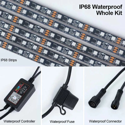 Éclairage d'Ambiance LED RGBIC Sous Véhicule 6 Pièces IP68