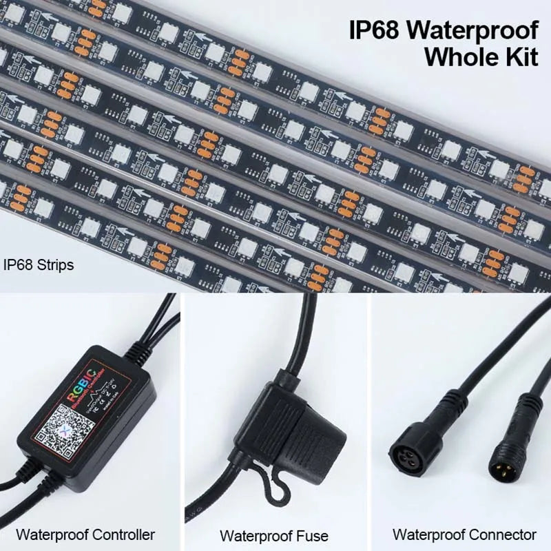 Éclairage d'ambiance LED RGBIC sous véhicule IP68 6 pièces