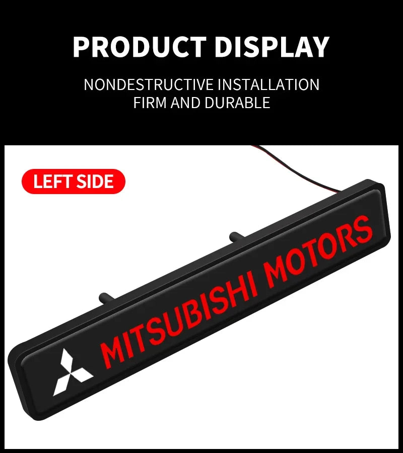 Emblème de Calandre Mitsubishi Motors Lumineux LED Logo Rouge pour ASX Lancer Pajero Outlander L200 Eclipse Delica