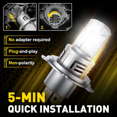 Ampoules LED H4 Canbus 60W 12V (Kit 2 Pièces)