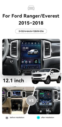 Autoradio Android 14 Ford Ranger Everest 2015-2021 Écran Vertical 12,1 pouces CarPlay GPS
