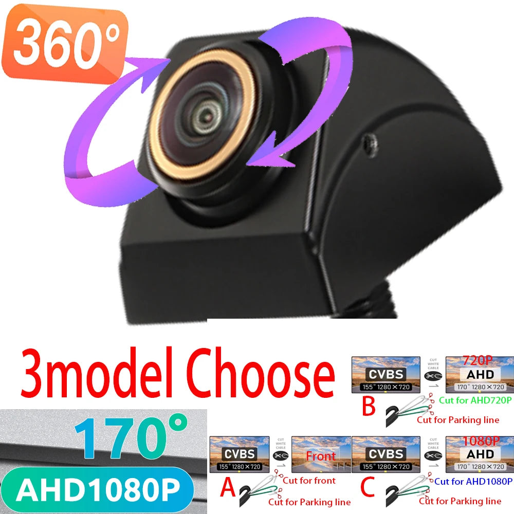 Caméra de Recul Fisheye 170° AHD 1080P 720P ou CCD Câble 6 m