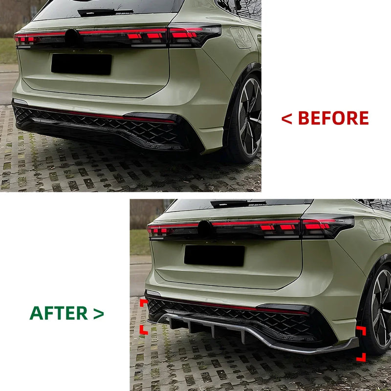 Diffuseur de Pare-Chocs Arrière Volkswagen Tiguan MK3 R-Line 2024-2025 Noir Brillant ou Aspect Carbone