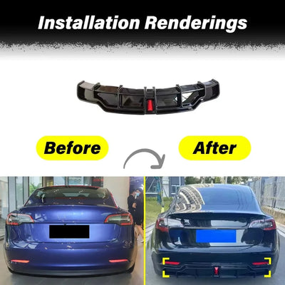 Diffuseur de Pare-Chocs Arrière Tesla Model 3 Model Y 2016-2023