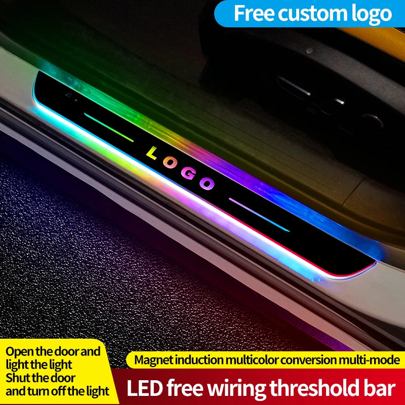 Seuil de Porte LED Lumineux Logo Personnalisé Sans Fil USB