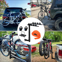 Porte-Vélos sur Attelage Pliable et Inclinable pour 2 ou 4 Vélos avec Stabilisateur Anti-Oscillation en Acier pour SUV et Camping-Car