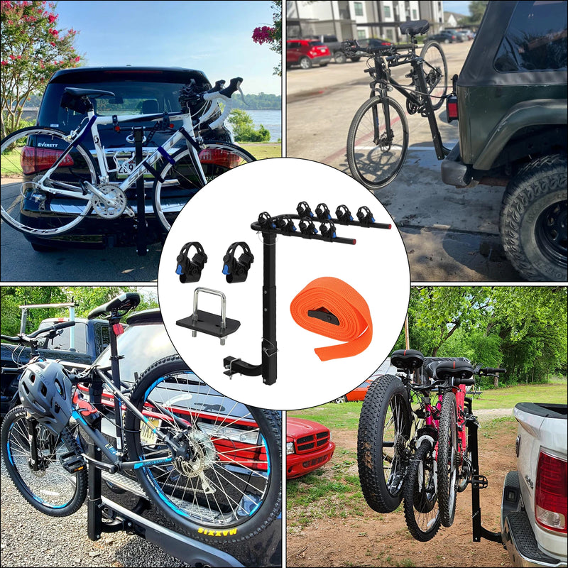 Porte-Vélos sur Attelage Pliable et Inclinable pour 2 ou 4 Vélos avec Stabilisateur Anti-Oscillation en Acier pour SUV et Camping-Car