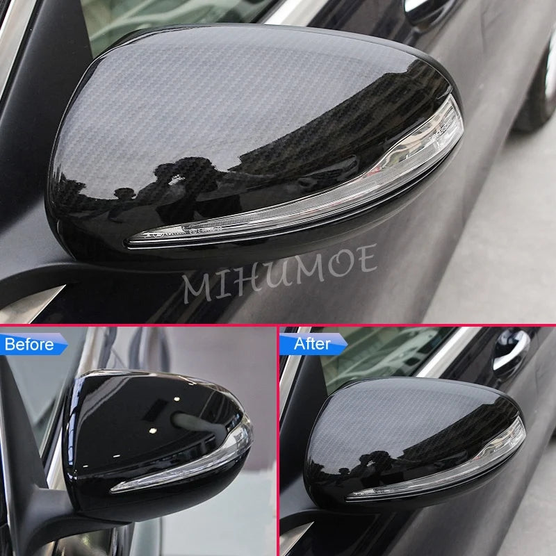 Coque de Rétroviseur Mercedes Classe C W205, E W213, S W222, GLC X253, GLA, GLB, CLS, EQA, EQB, EQC Aspect Carbone, Paire à Coller