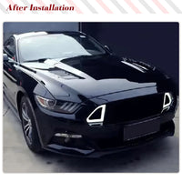 Calandre Ford Mustang 2015-2017 Nid d'Abeille Noir Mat Éclairage LED Style Course