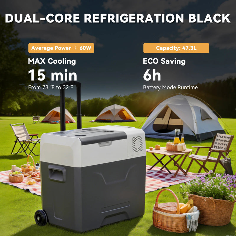 Réfrigérateur de Voiture Podofo 30 L 40 L 50 L Glacière à Compresseur sur Roulettes 12/24 V