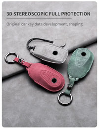 Étui de Protection Clé Mercedes Classe A B C E CLA GLC GLK W204 W205 W212 Cuir Velours
