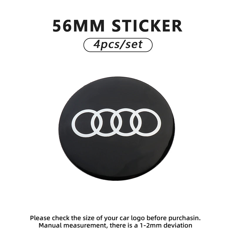 Cache-Moyeux Audi A3 A4 RS3 56mm 60mm 65mm Emblème — vue de face
