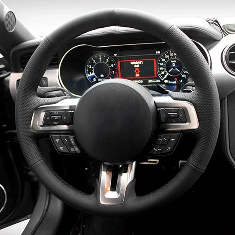 Couvre Volant Ford Mustang et Mustang GT 2015-2019, Cuir Véritable et Daim, à Coudre, 9 Styles