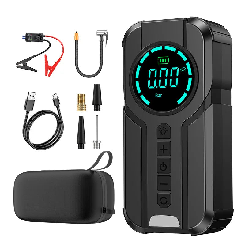 Booster de Batterie Voiture 6000 à 10000 mAh avec Compresseur d'Air