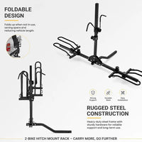 Porte-Vélos sur Attelage pour 2 Vélos Pliable et Inclinable Charge 36 kg avec Récepteur 1,25 Pouce pour Voiture, SUV et Camping-Car
