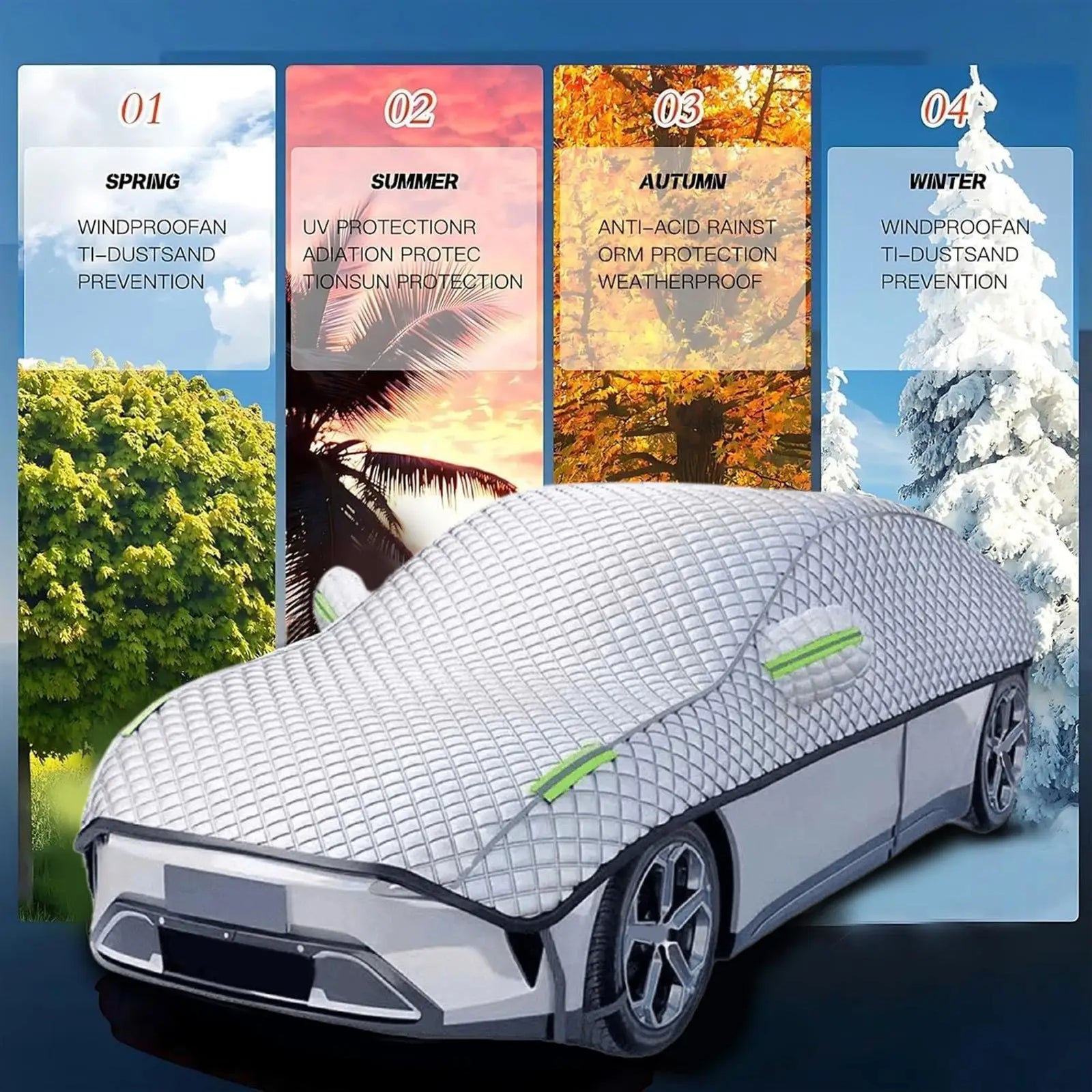 Demi-Housse Voiture Hiver 4 Couches Aluminium 530 x 250 cm