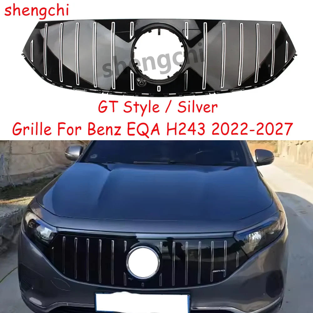 Calandre Mercedes EQA H243 2022-2026 Style GT à Barres Verticales Argent, Avant ou Après Restylage