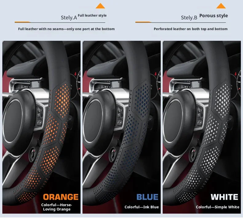 Couvre Volant Toyota Corolla, RAV4, Camry, C-HR, Yaris, Hilux en Carbone et Cuir Nappa Perforé 15 Pouces