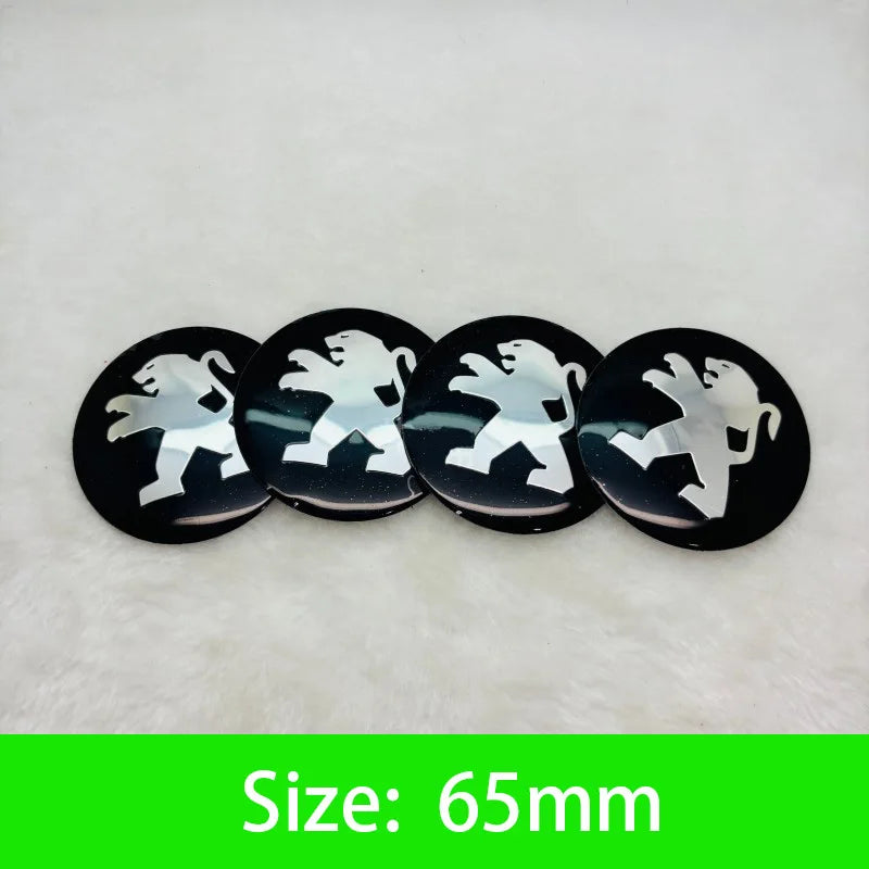 Autocollants Emblème de Moyeu Peugeot Lion 56 60 65 mm Lot de 4