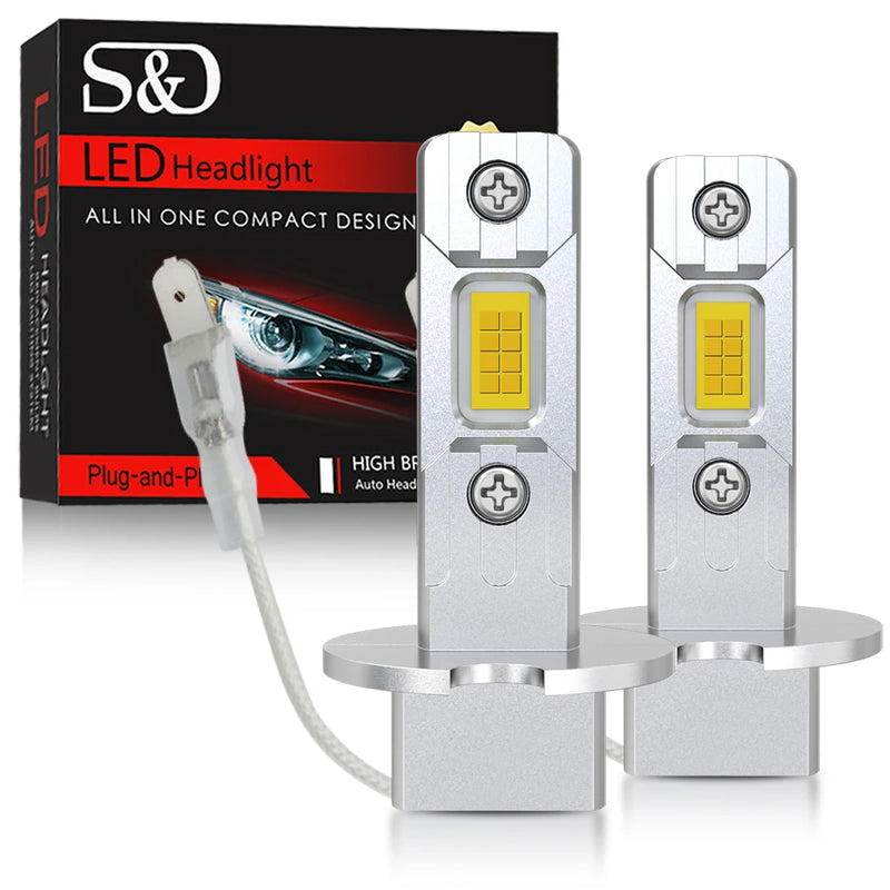 Ampoules LED H1 H3 pour BMW 100W, paire, fond blanc studio