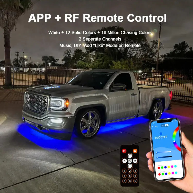 Éclairage d'ambiance LED RGBIC double rangée 6 pièces voiture