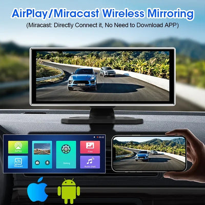 Dashcam Srnubi 11,26 Pouces 4K CarPlay Android Auto