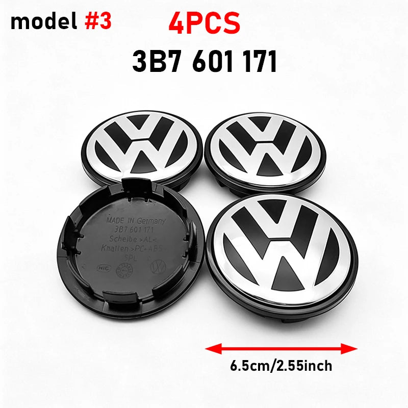 Cache-Moyeux Volkswagen 55 ou 65 mm, Lot de 4, Références 3B7601171, 1J0601171, 5H0601171, Jetta MK5, Passat