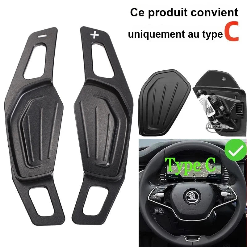 Palettes au Volant Skoda Octavia MK4 Enyaq Karoq Kodiaq Aluminium Grand Format