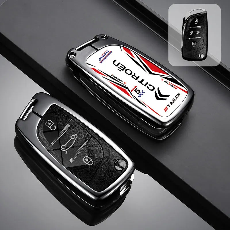 Étui de Protection Clé Citroën C3 C4 C5 Berlingo Picasso Alliage de Zinc Blanc ou Noir