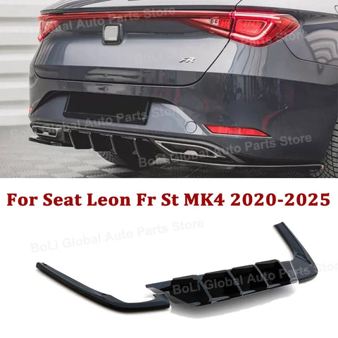 Diffuseur Arrière Seat Leon FR ST MK4 2020-2025 Noir avec Ailettes et Rajouts Latéraux