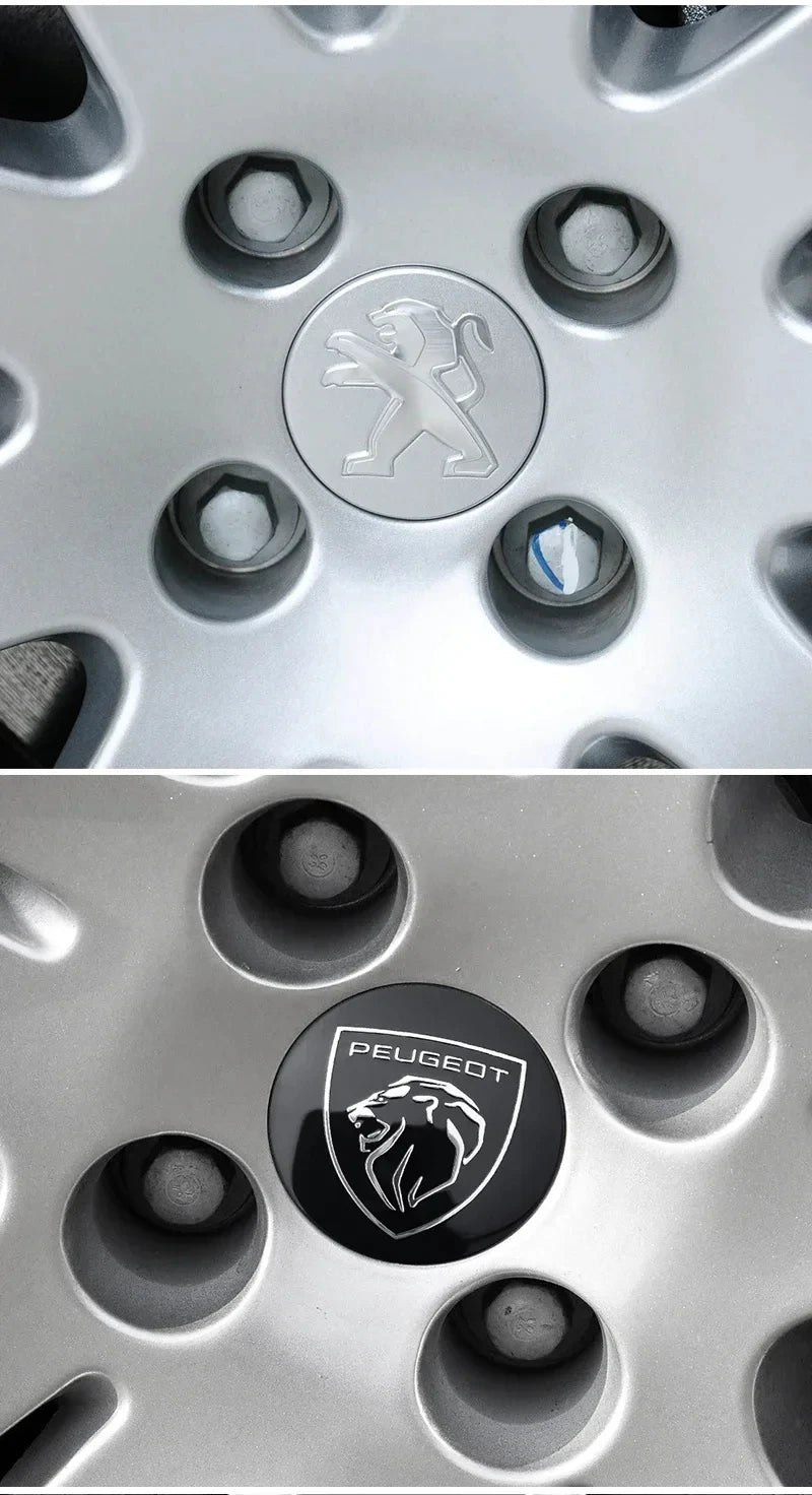 Cache-Moyeux Peugeot 60 mm Lion 2021 ou Classique Lot de 4