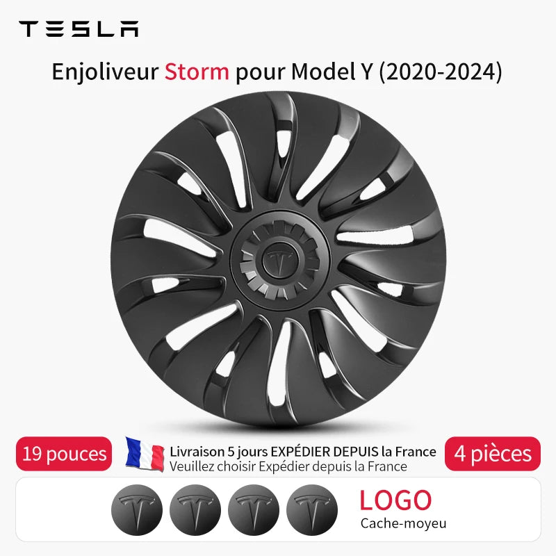 Enjoliveurs Style Storm Tesla Model Y 19 Pouces 2020-2024